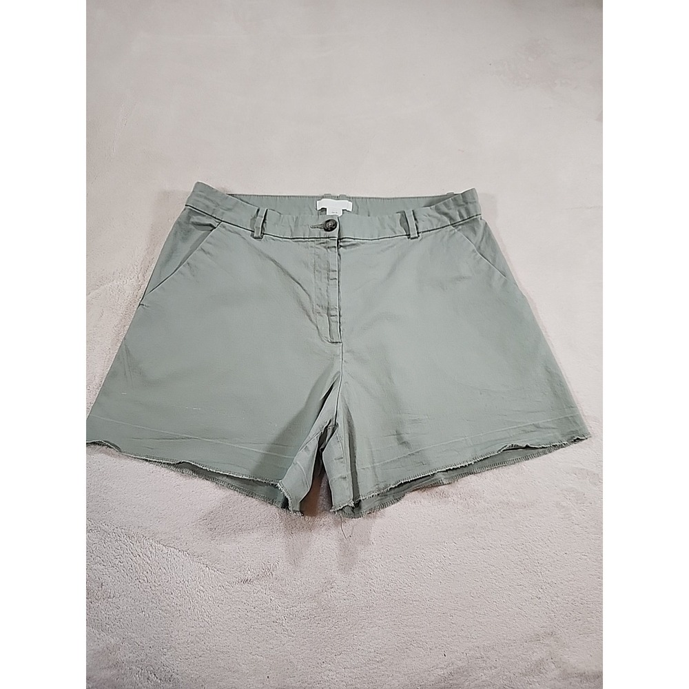 H&M Raw Hem Khaki Green Ladies Shorts With 4" Inseam Size 14